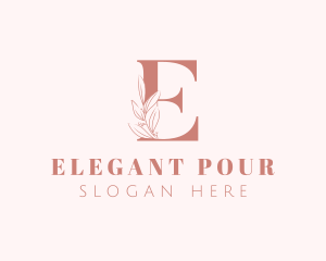 Elegant Leaves Letter E logo design