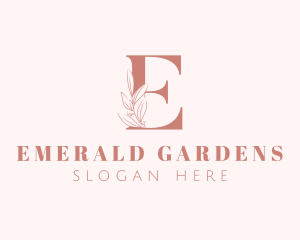 Elegant Leaves Letter E logo design