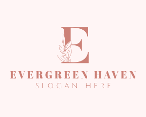 Elegant Leaves Letter E logo design