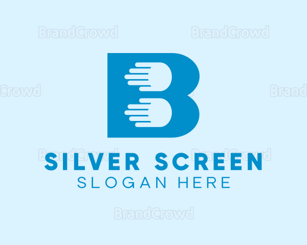 Blue Hand Letter B Logo