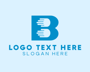 Sign Language - Blue Hand Letter B logo design