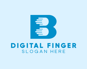 Finger - Blue Hand Letter B logo design