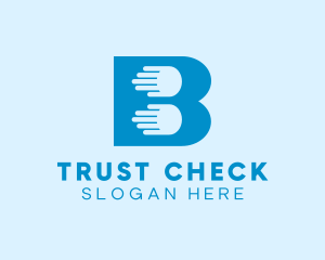 Verification - Blue Hand Letter B logo design
