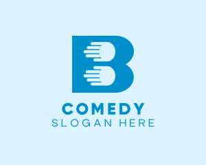 People - Blue Hand Letter B logo design