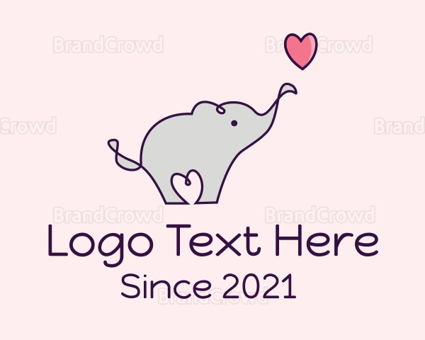 Love Heart Elephant Logo