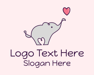 Love Heart Elephant Logo