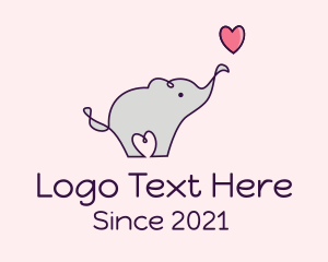 Love - Love Heart Elephant logo design