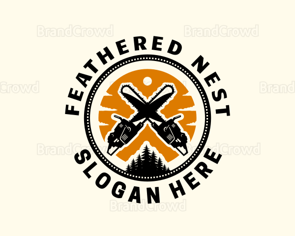 Chainsaw Lumberjack Woodwork Logo