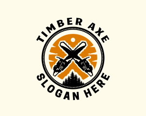 Chainsaw Lumberjack Woodwork logo design