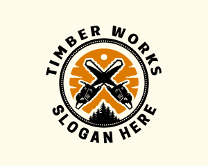 Chainsaw Lumberjack Woodwork logo design