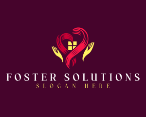 Ribbon Heart Hands logo design