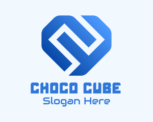 Care - Blue Heart Circuit logo design