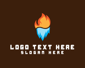 Heating System - Burning Flame Iceberg logo design