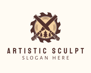 Woodcutting Chisel Lumber logo design