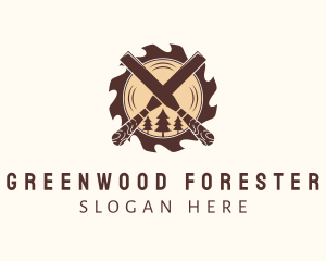 Woodcutting Chisel Lumber logo design