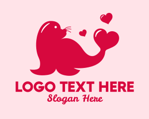 Character - Red Love Seal logo design