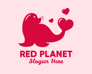 Red Love Seal  logo design