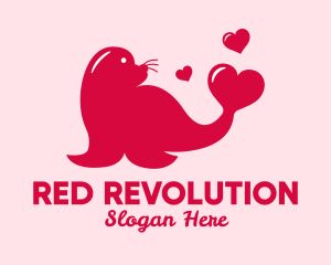 Red Love Seal  logo design