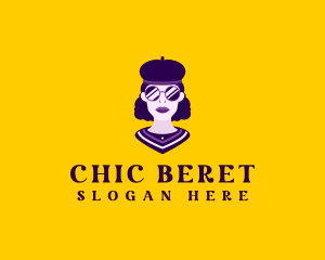 Woman Beret Hat logo design