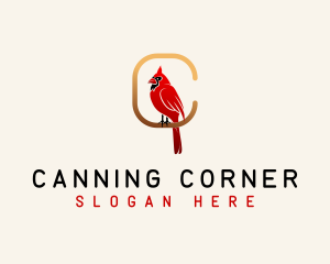 Cardinal Bird Letter C logo design