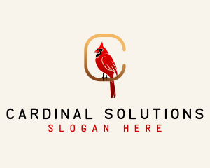 Cardinal Bird Letter C logo design