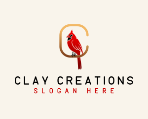 Cardinal Bird Letter C logo design