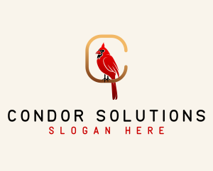 Cardinal Bird Letter C logo design