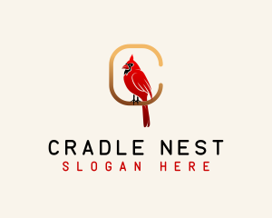 Cardinal Bird Letter C logo design