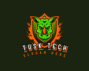 Tusk - Rhinoceros Fire Shield logo design