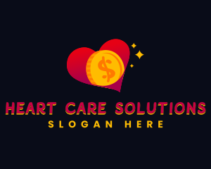 Heart Money Coin logo design