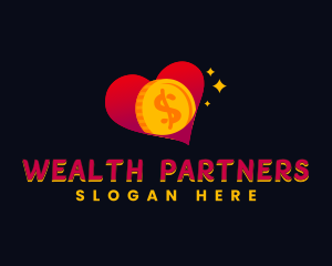 Heart Money Coin logo design