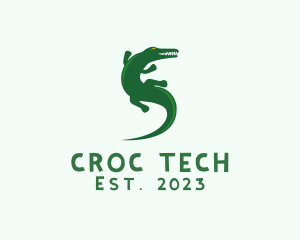 Croc - Green Alligator Animal logo design