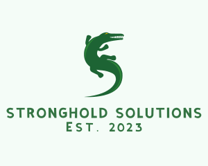 Green Alligator Animal  logo design