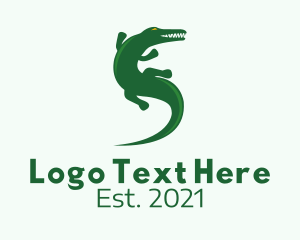 Animal - Green Alligator Animal logo design