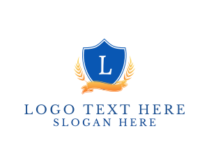 Traditional - Shield Wreath Banner logo design