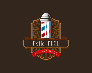 Barbershop Pole Grooming logo design