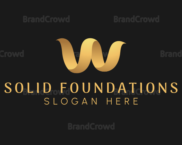 Gold Premium Letter W Logo