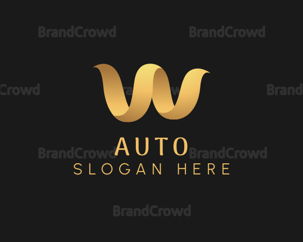 Gold Premium Letter W Logo
