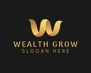 Gold Premium Letter W logo design