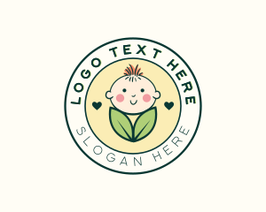 Baby Carrier - Cute Leaf Baby logo design