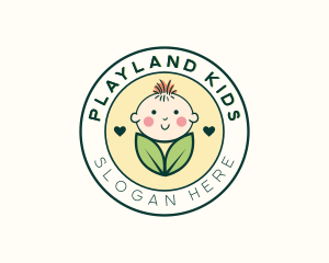 Cute Leaf Baby logo design