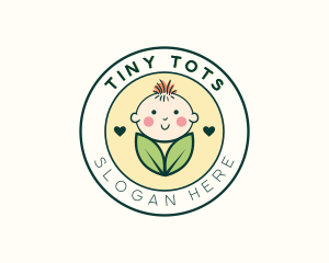 Cute Leaf Baby logo design