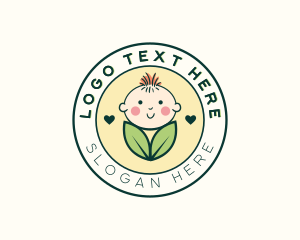 Kid - Cute Leaf Baby logo design