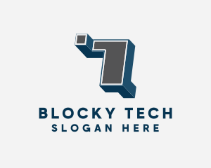 Blocky - 3D Graffiti Number 7 logo design