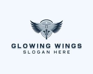 Motorbike Rider Wings logo design