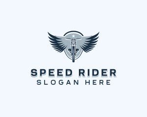 Motorbike - Motorbike Rider Wings logo design