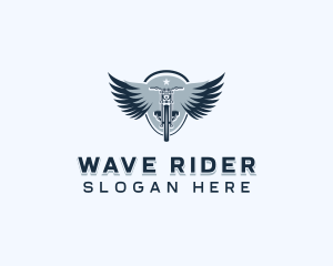 Motorbike Rider Wings logo design