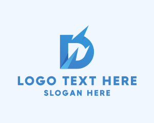 Gf - Blue 3D Letter D logo design
