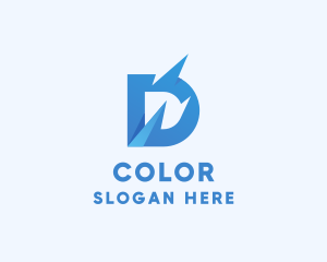 Blue 3D Letter D Logo