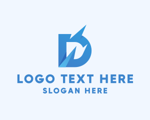 Negative Space - Blue 3D Letter D logo design